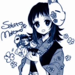 ✉️ Makomo Demon Slayer Sabito & Makomo Anime, Demon Slayer, Makomo, Sabito, Lalki, Fanart, Słodkie telegram sticker