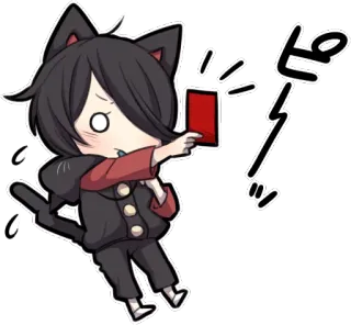 ❌ Anime, Telinga kucing, Kartu merah, Chibi, Kartun telegram sticker