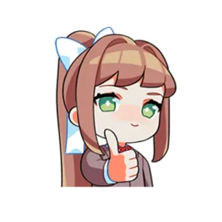 👍 Monika Doki Doki Literature Club! anime, chibi, Monika, Doki Doki Literature Club, cute telegram sticker