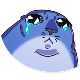 😥 foca, llorando, triste, animal, azul, emoción, dibujo animado whatsapp sticker