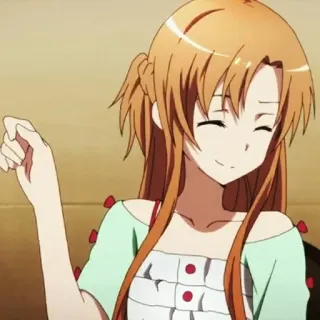 🥀 Asuna Yuuki Sword Art Online 애니메이션, 소드 아트 온라인, 아스나, 유우키, 미소, 행복한, 소녀 telegram sticker