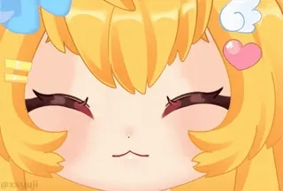😷 Аниме, Кавай, Милый, Желтые волосы, Сердце, Виртуальный Ютубер telegram sticker