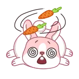 😵‍💫 conejo, conejito, mareado, zanahorias, lindo, animal telegram sticker