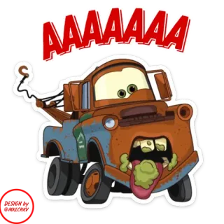 🤮 Mater Cars AAAAAAA carro, reboque, desenho animado, animado, veículo, Mate telegram sticker
