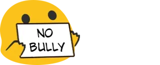 🤗 NO BULLY kreskówka, stop przemocy, żółty telegram sticker