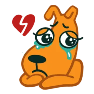💔 triste, cachorro, coração partido, chorando, desenho animado, emoji telegram sticker