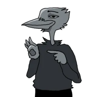 😈 cartone animato, uccello, gesto, personaggio telegram sticker