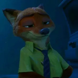 🦊 Nick Wilde Zootopia fuchs, cartoon, animiert, disney, tier, anthropomorph, figur telegram sticker