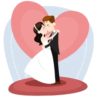 💑 свадьба, пара, любовь, брак, поцелуй, романтика whatsapp sticker