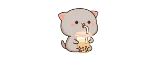 🥤 gato, bubble tea, kawaii, lindo, bebida whatsapp sticker