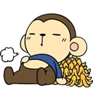 😋 mono, dibujos animados, lindo, plátano, durmiendo, animal telegram sticker