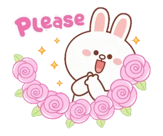 ⭐ Please милый, кролик, зайчик, розы, заказ, мультфильм telegram sticker