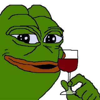 🐸 Pepe the Frog Meme, Pepe, Rana, Vino, Bebiendo telegram sticker