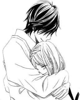 ❄️ hug, romance, affection, manga, anime, love, embrace telegram sticker