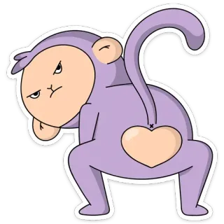 🍑 Affe, Cartoon, Tier, Lustig, Frech, Po, Herz, Süß telegram sticker