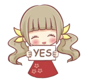 👍 YES Desenho animado, Garota, Sim, Afirmativo, Acordo, Bonito telegram sticker