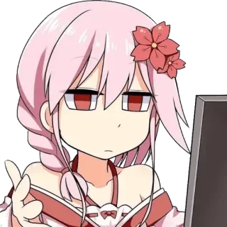 😐 anime, dedo corazón, chica, sakura, presumida, señalando telegram sticker