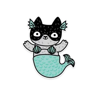 ☺️ 인어, 고양이, 귀여운, 만화, 판타지, 카와이, 동물, 스티커 telegram sticker