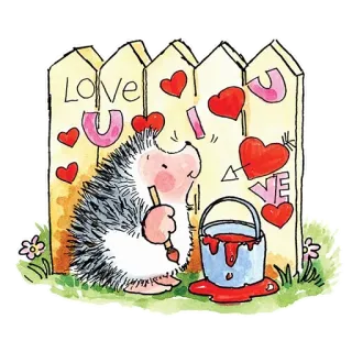 ❤️ Love U hérisson, amour, coeurs, peinture, mignon, Saint-Valentin telegram sticker