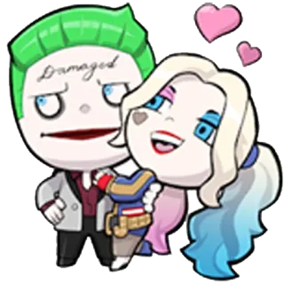 👫 Harley Quinn and The Joker Damaged dc comics, harley quinn, joker, penjahat, cinta, kartun telegram sticker