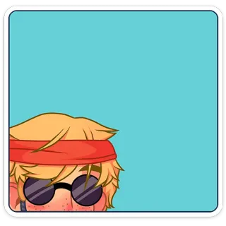 😎 cartoon, person, sunglasses, headband, blonde hair, sticker telegram sticker