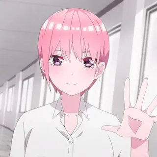 🦊 Anime, Chica, Pelo rosa, Uniforme escolar, Dibujo animado, Mujer telegram sticker