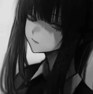 📓 Anime Mädchen, Manga, Schwarzweiß, Illustration, Traurig telegram sticker