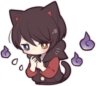 😨 Anime, Orejas de gato, Chibi, Lindo, Chico anime, Kawaii whatsapp sticker