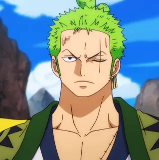 🐉 Zoro One Piece Аниме, Персонаж, Зеленые волосы, Мечник telegram sticker