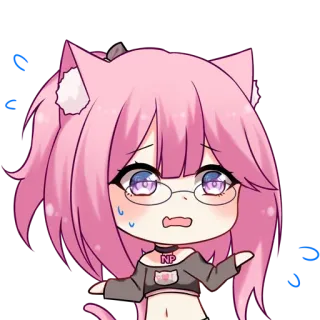 😣 NP anime, schattig, meisje, kattenoortjes, roze haar telegram sticker