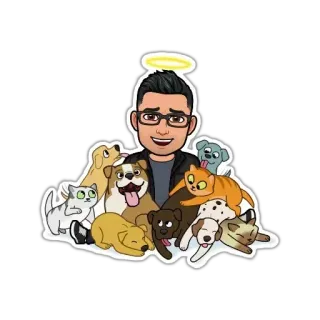 🐱 Bitmoji, собаки, кошки, домашние животные, ореол, животные, мультфильм telegram sticker