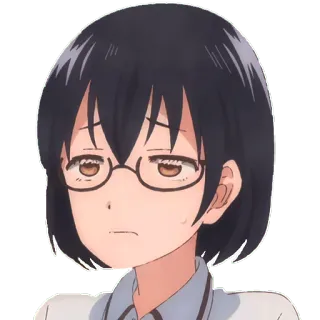 🙁 anime, garota, óculos, entediada, fofa telegram sticker