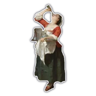 🤷‍♀️ mujer, sirvienta, pintura, histórico, bandeja, bebida telegram sticker