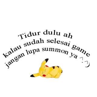 😴 Pikachu Pokemon, personagem, sonolento, deitado, desenho animado, animal, amarelo whatsapp sticker