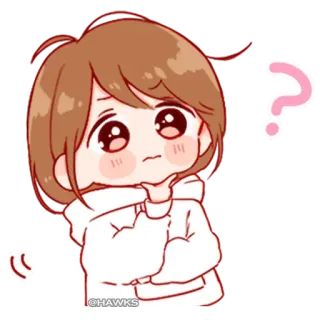 💞 @HAWKS dễ thương, anime, câu hỏi, cô gái, kawaii, đang nghĩ telegram sticker