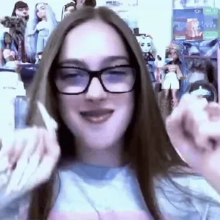 😭 girl, glasses, blogger, webcam, selfie, expression, reaction telegram sticker