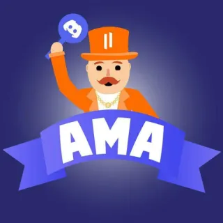 🎤 AMA discord, ask me anything, orange, hat, mustache telegram sticker