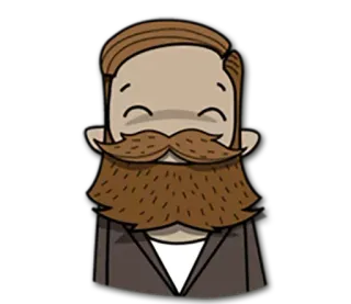 😌 man, beard, mustache, hipster, cartoon, avatar, character telegram sticker