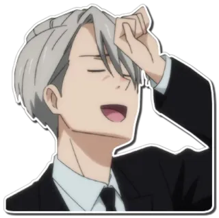 😪 Victor Nikiforov Yuri on Ice Anime, Dibujos animados, Personaje, Hombre, Victor Nikiforov, Yuri on Ice telegram sticker