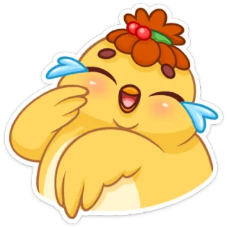 😂 emoji, rire, poussin, mignon, sticker telegram sticker