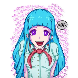 😊 MEMEME MEMEME MEMEME MEMEME Anime, Mädchen, blaue Haare, Manga, Kawaii telegram sticker