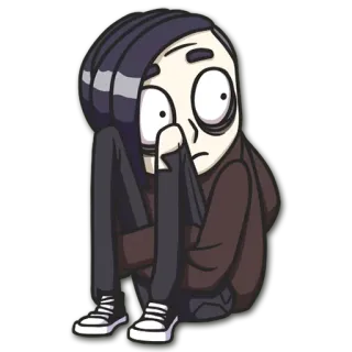 😟 triste, emo, deprimido, ansioso, desenho animado telegram sticker