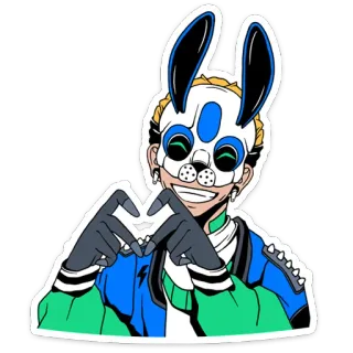 💚 Personaje, Máscara, Estilo anime, Guantes, Orejas de conejo telegram sticker
