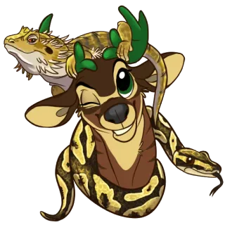 🐊 олень, ящерица, змея, рептилия, животное, мультфильм, фэнтези telegram sticker