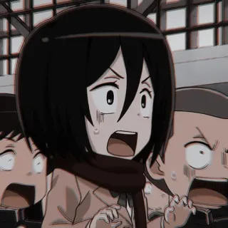 🀄 Mikasa Ackerman Attack on Titan Anime, L'Attaque des Titans, Mikasa Ackerman, Chibi telegram sticker