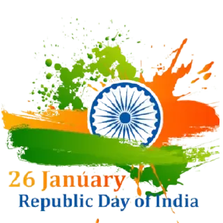 😀 26 January Republic Day of India inde, jour de la république, drapeau indien, jour férié, célébration, 26 janvier telegram sticker
