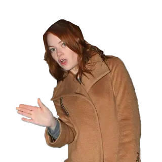 👋 Emma Stone 유명인, 여배우, 여자, 코트, 인물 사진 telegram sticker