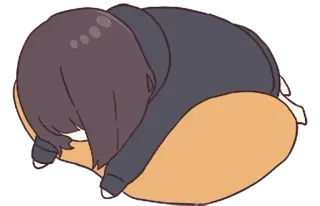 🙃 Аниме, Грустно, Усталый, Плачущий, Спит, Чиби, Мультфильм telegram sticker
