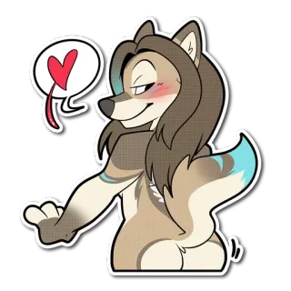 😘 furry, anthro, wolf, love, heart, cartoon, cute telegram sticker