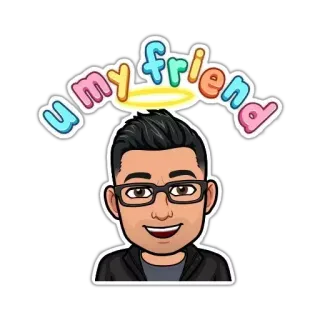 😍 u my friend bitmoji, друг, мультфильм, ореол, милый, очки telegram sticker